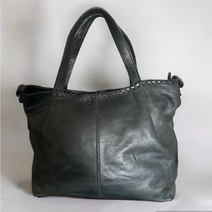 Patricia Nash buttery, soft, black leather handbag- there is no shoulder strap.